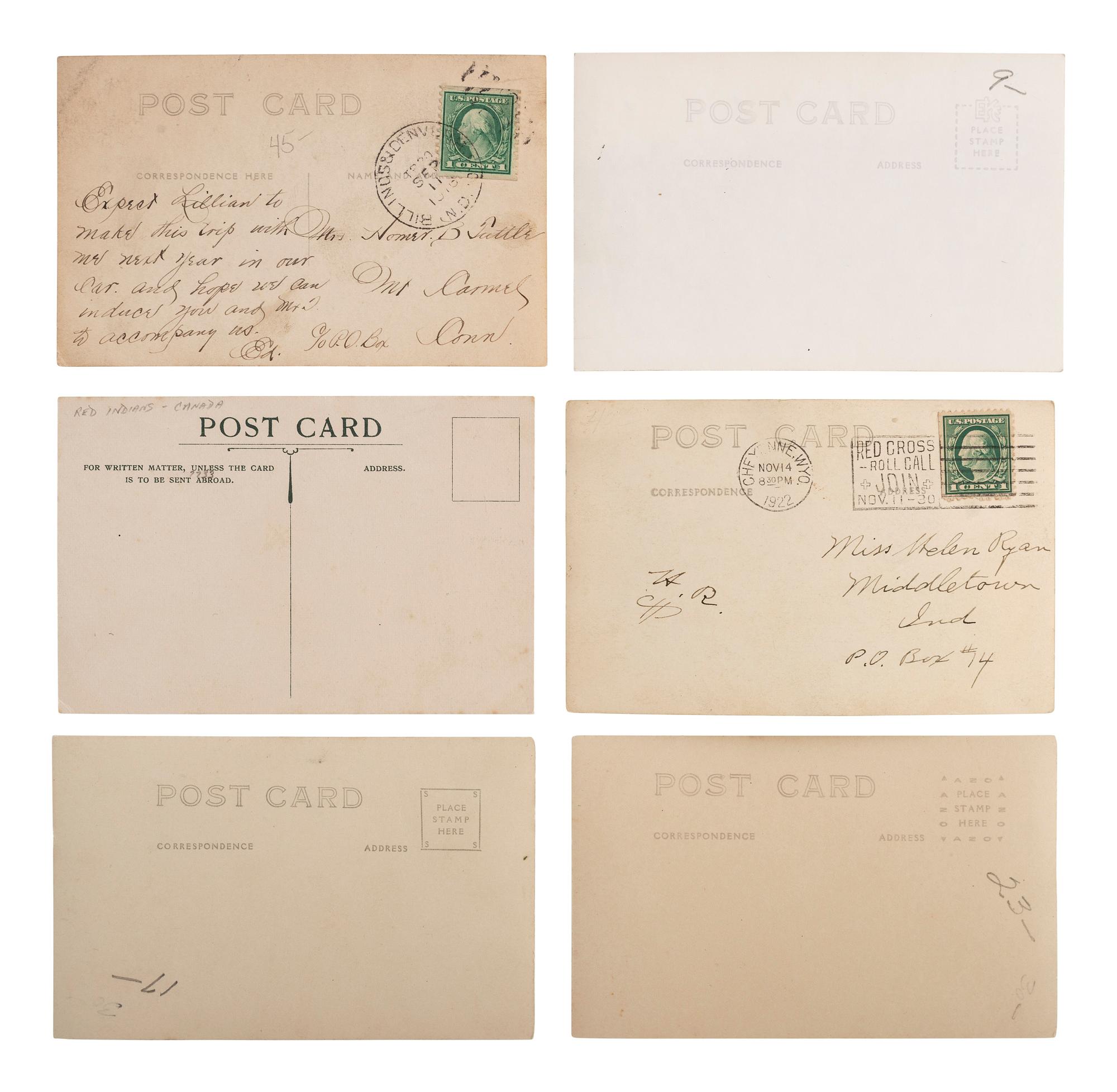 [NATIVE AMERICANS]. A group of 22 real photo postcards with Native American subjects, including: