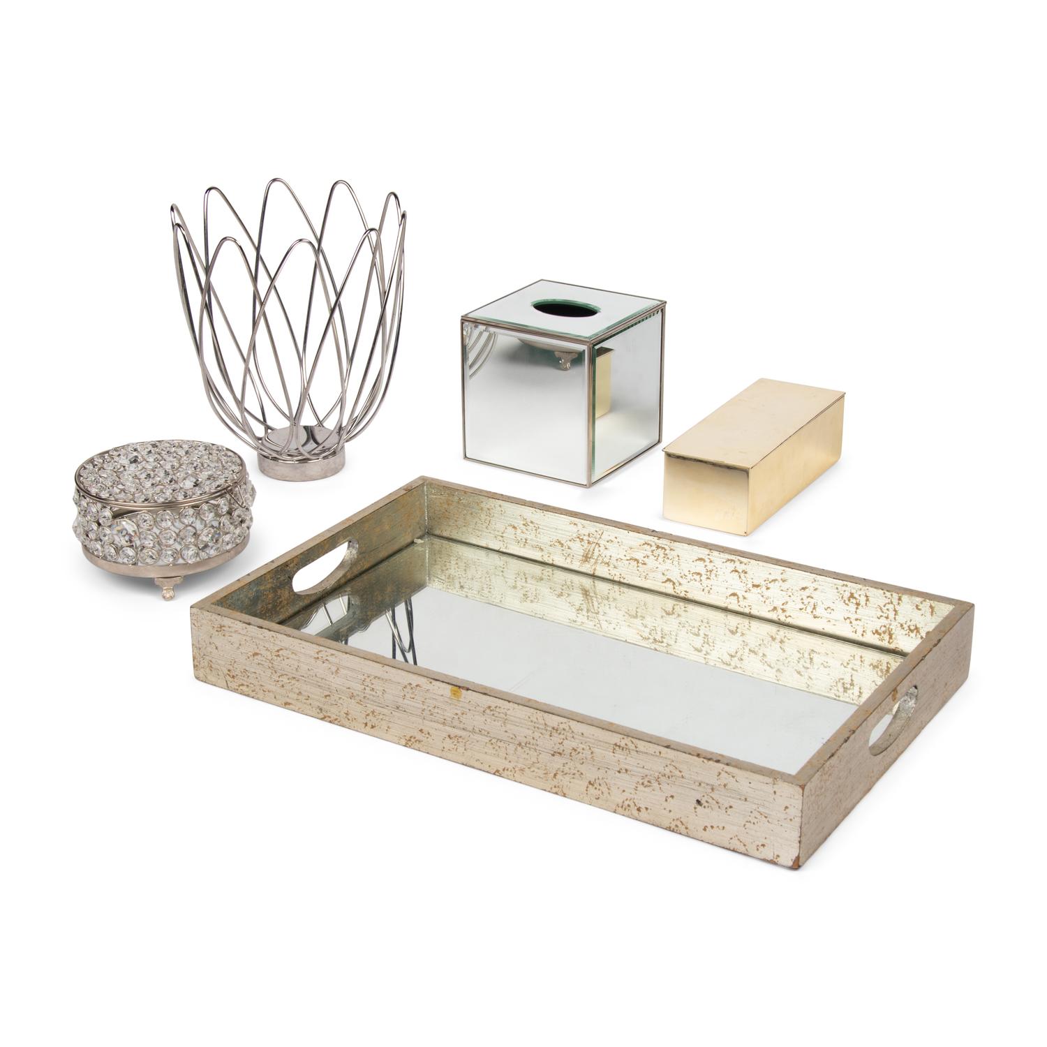 A Collection of Mirrored and Metallic Decorative Articles
