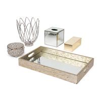 A Collection of Mirrored and Metallic Decorative Articles