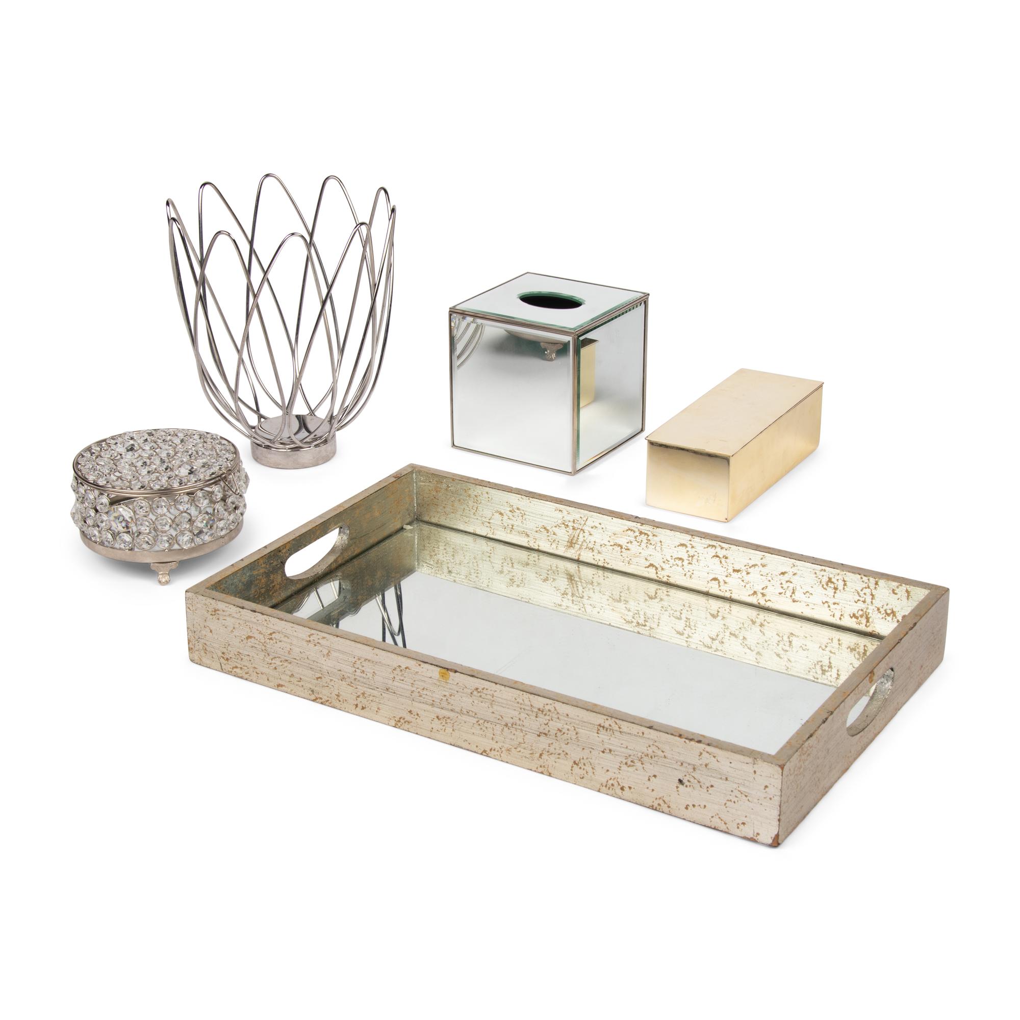 A Collection of Mirrored and Metallic Decorative Articles