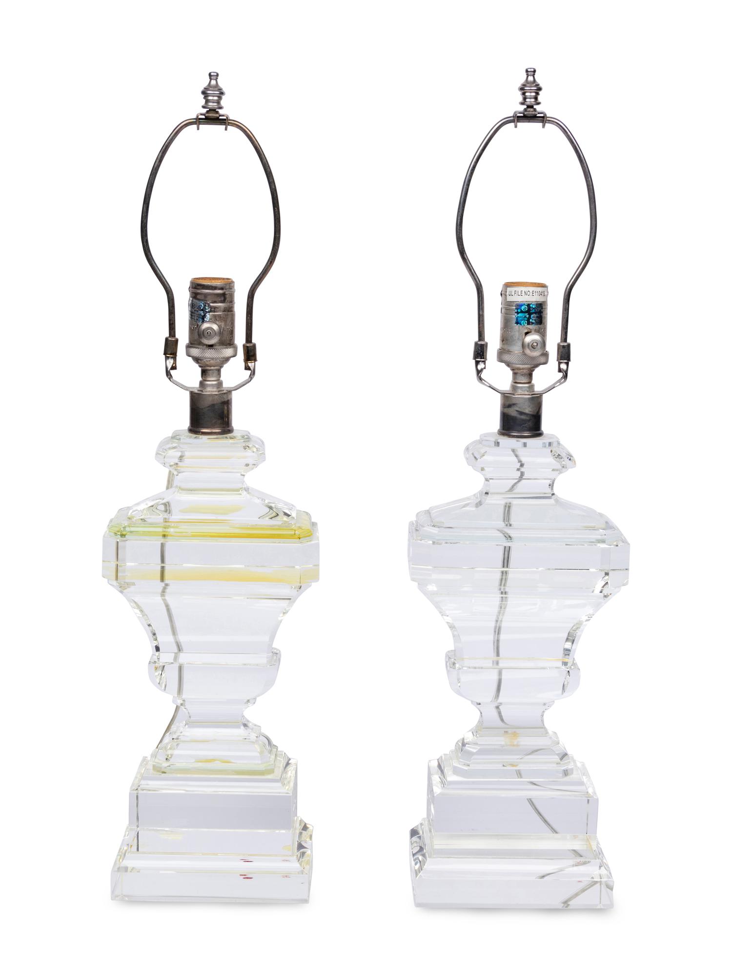 A Pair of Contemporary Glass Table Lamps