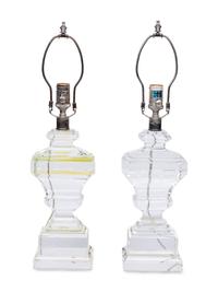 A Pair of Contemporary Glass Table Lamps
