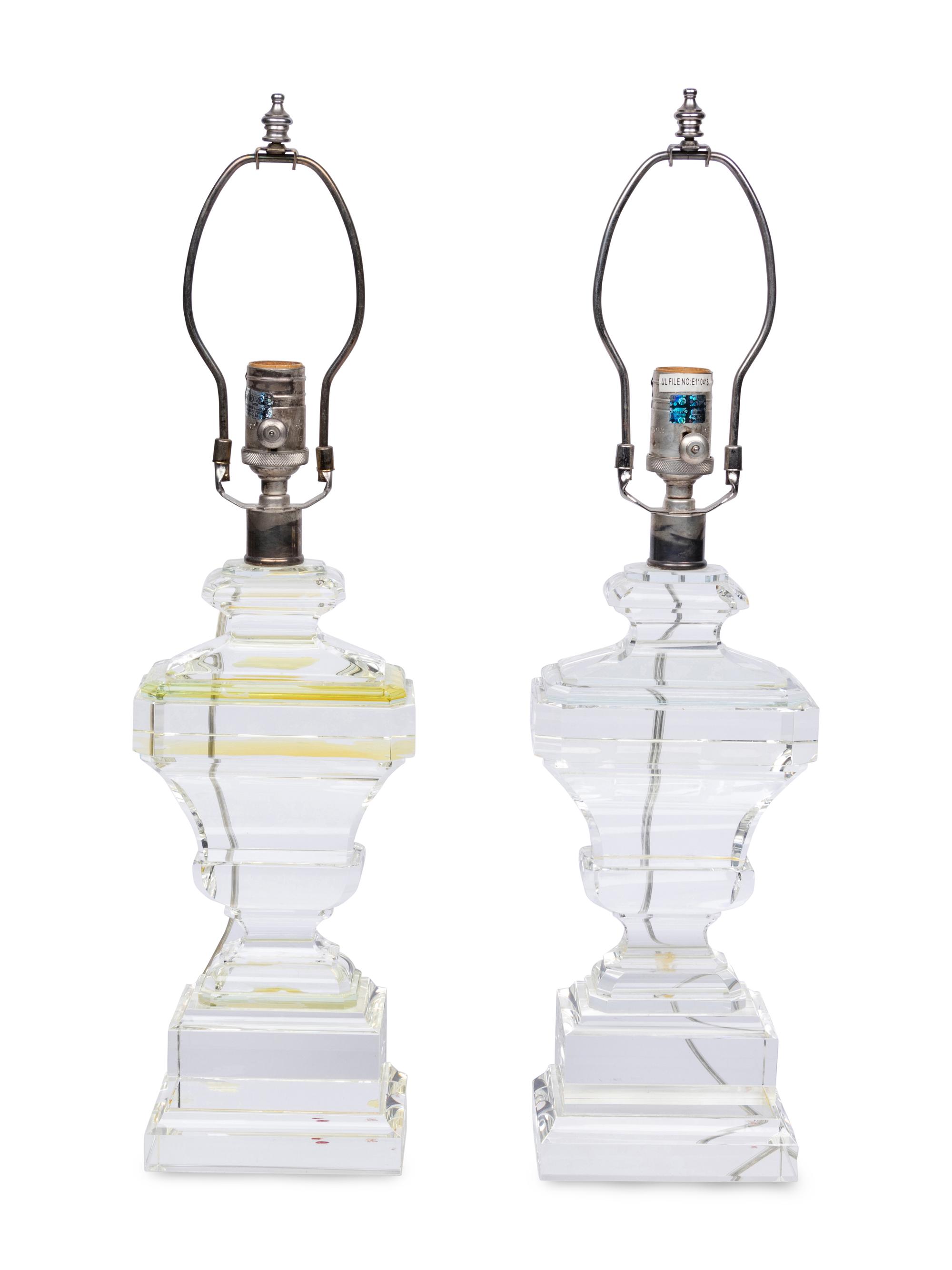A Pair of Contemporary Glass Table Lamps