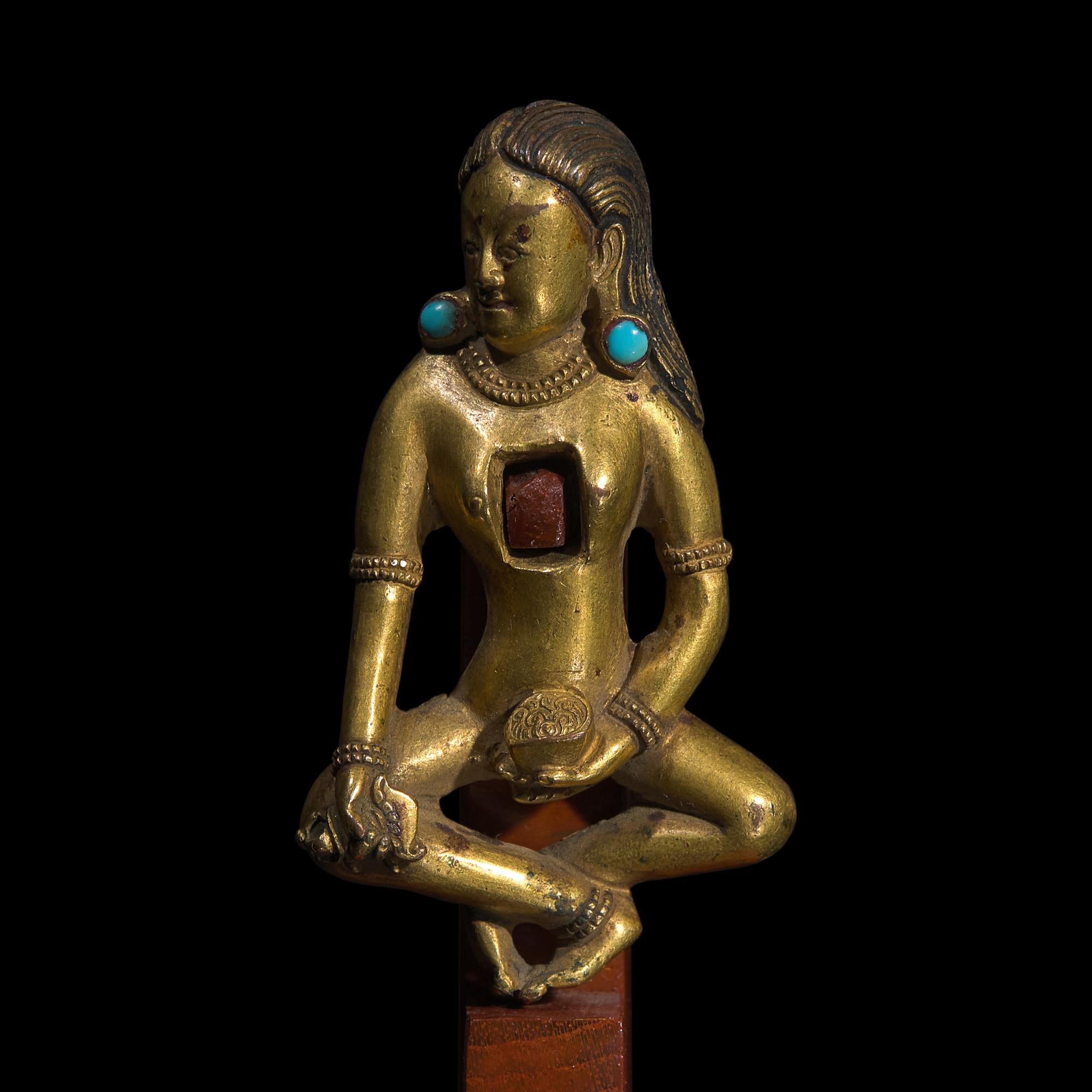 An Unusual Embellished Gilt Bronze Figure, Possibly Depicting a Vajravetali