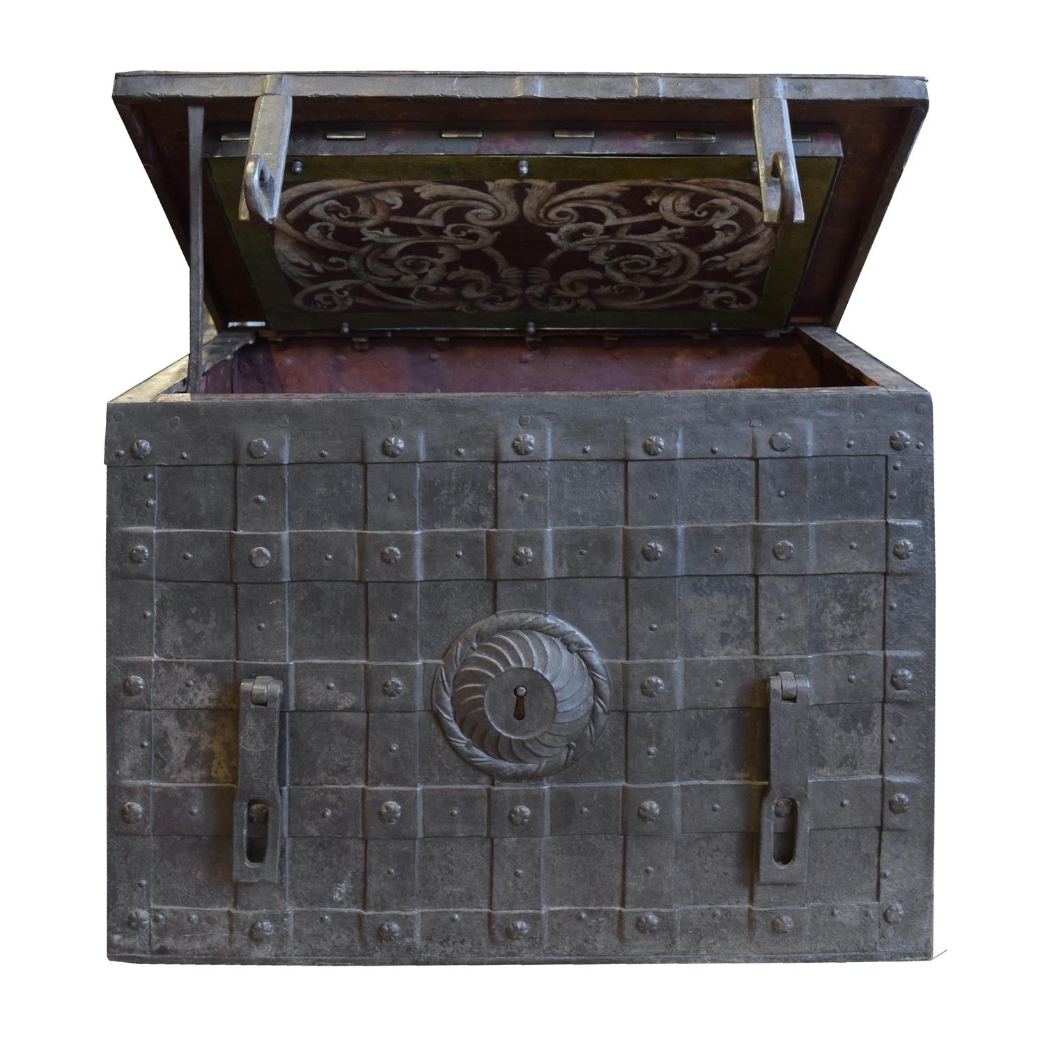 A Wrought Iron Safe Box 35" W x 25" D x 24" H — Italy, 18th Century