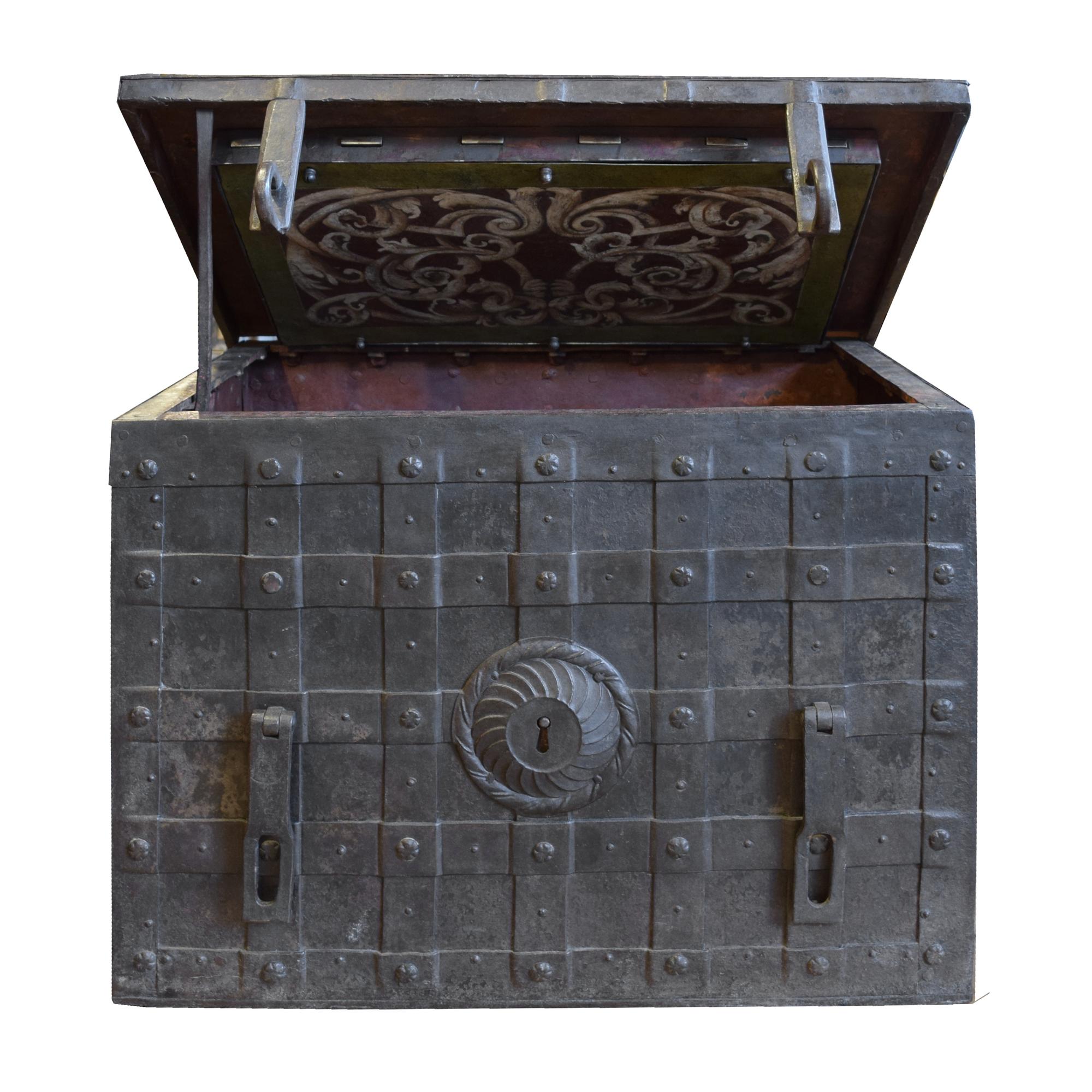 A Wrought Iron Safe Box 35" W x 25" D x 24" H — Italy, 18th Century