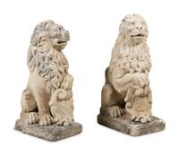 A Pair of Cast Stone Model Lions