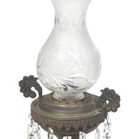 A Pair of Classical Anodized Bronze and Etched Glass Astral Lamps