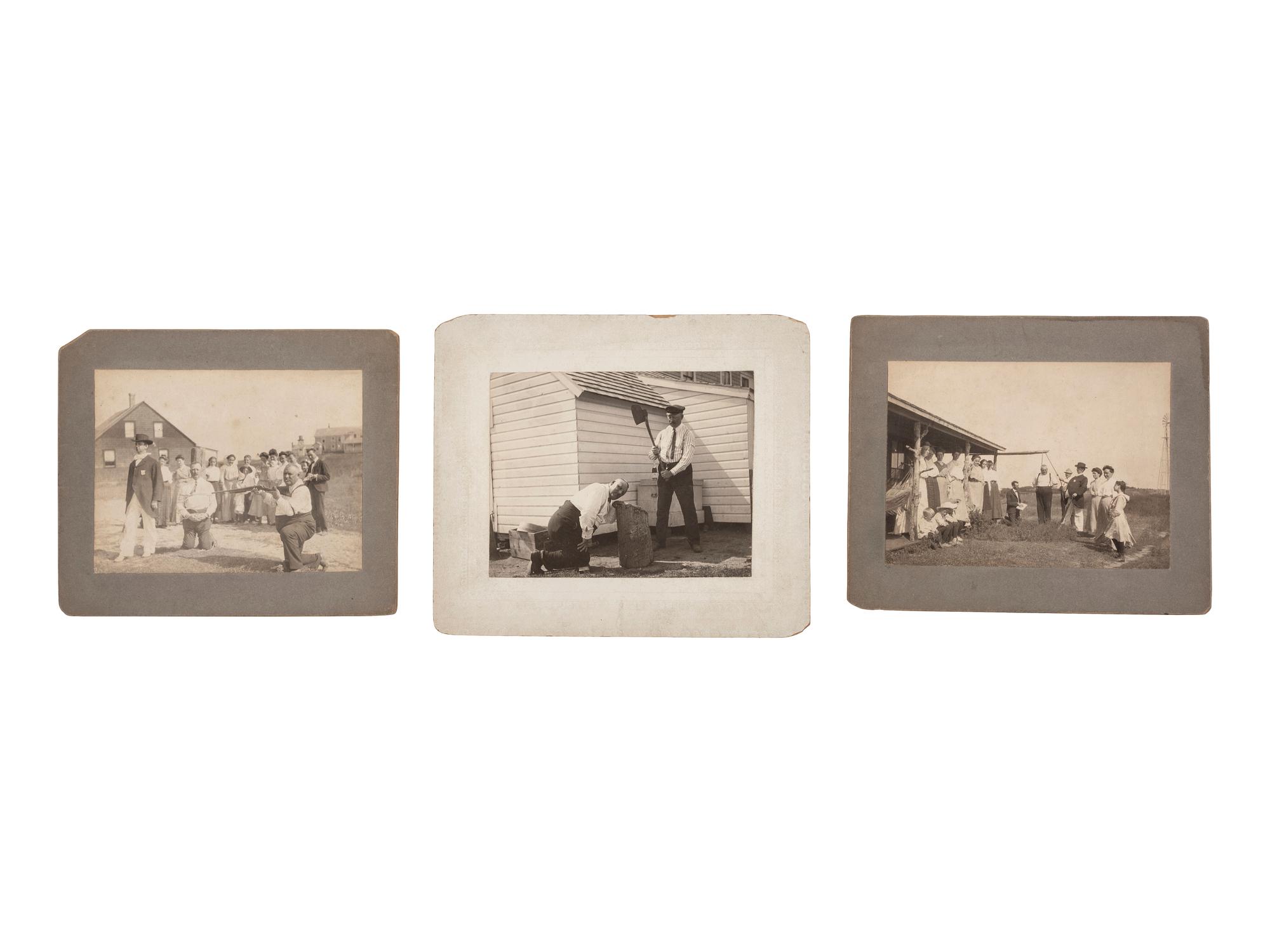 [EARLY PHOTOGRAPHY]. 16 photographs featuring interesting and curious groups of people.