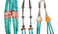 Pueblo Multi-Strand Rolled Turquoise and Coral Necklaces