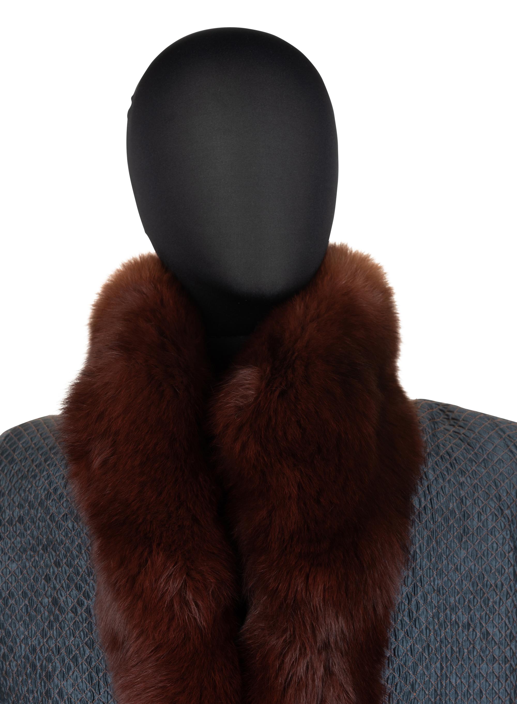 Unlabeled Quilted Silk Taffeta Coat Lined in Brown Fur, 1980-90s
