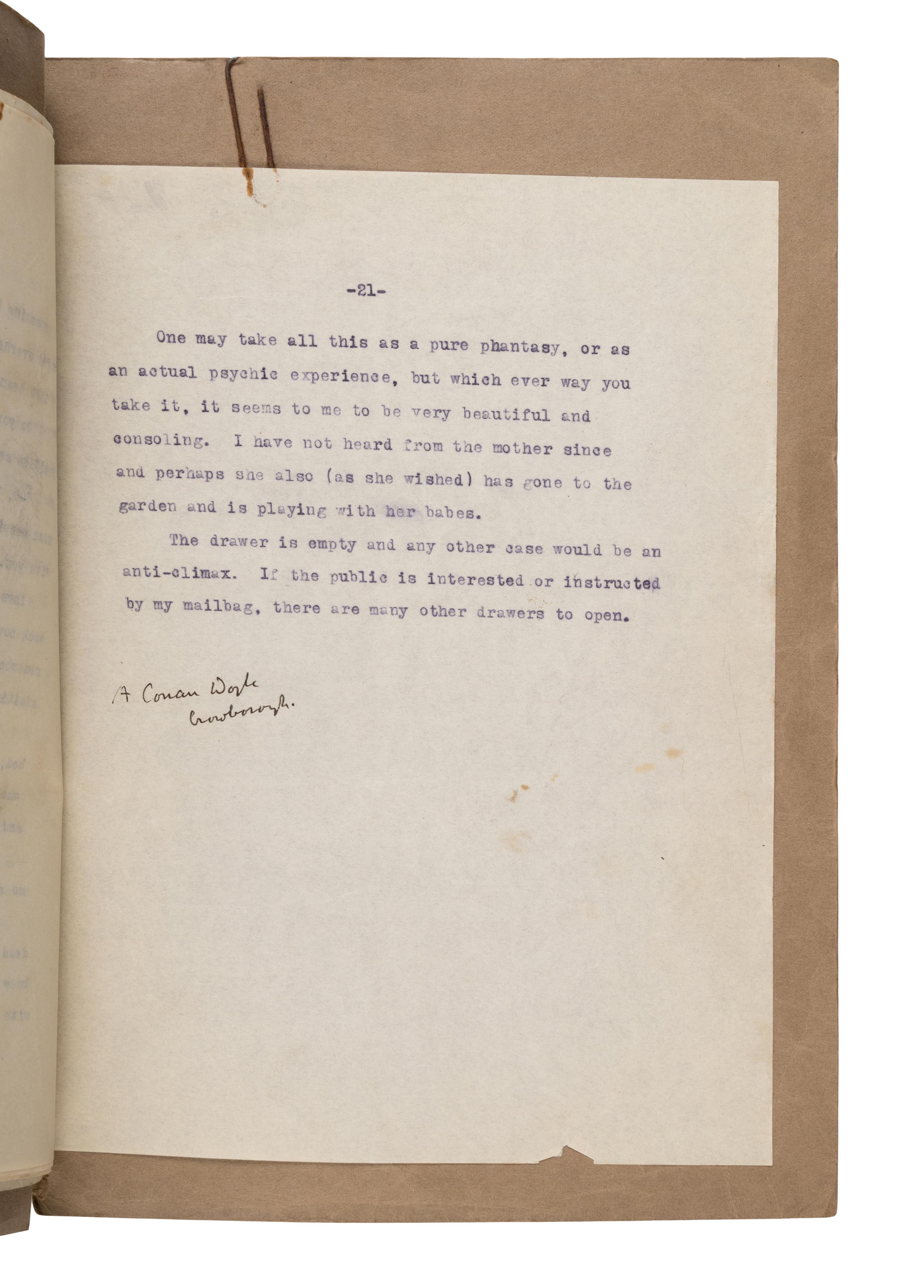Doyle, Arthur Conan (1859-1930). A pair of typescript articles with holograph emendations in Doyle's hand, comprising: