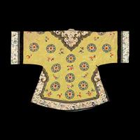 A Chinese Yellow Ground Embroidered Silk Lady's Jacket, 19th Century 清中期 黃地團花紋女大襟