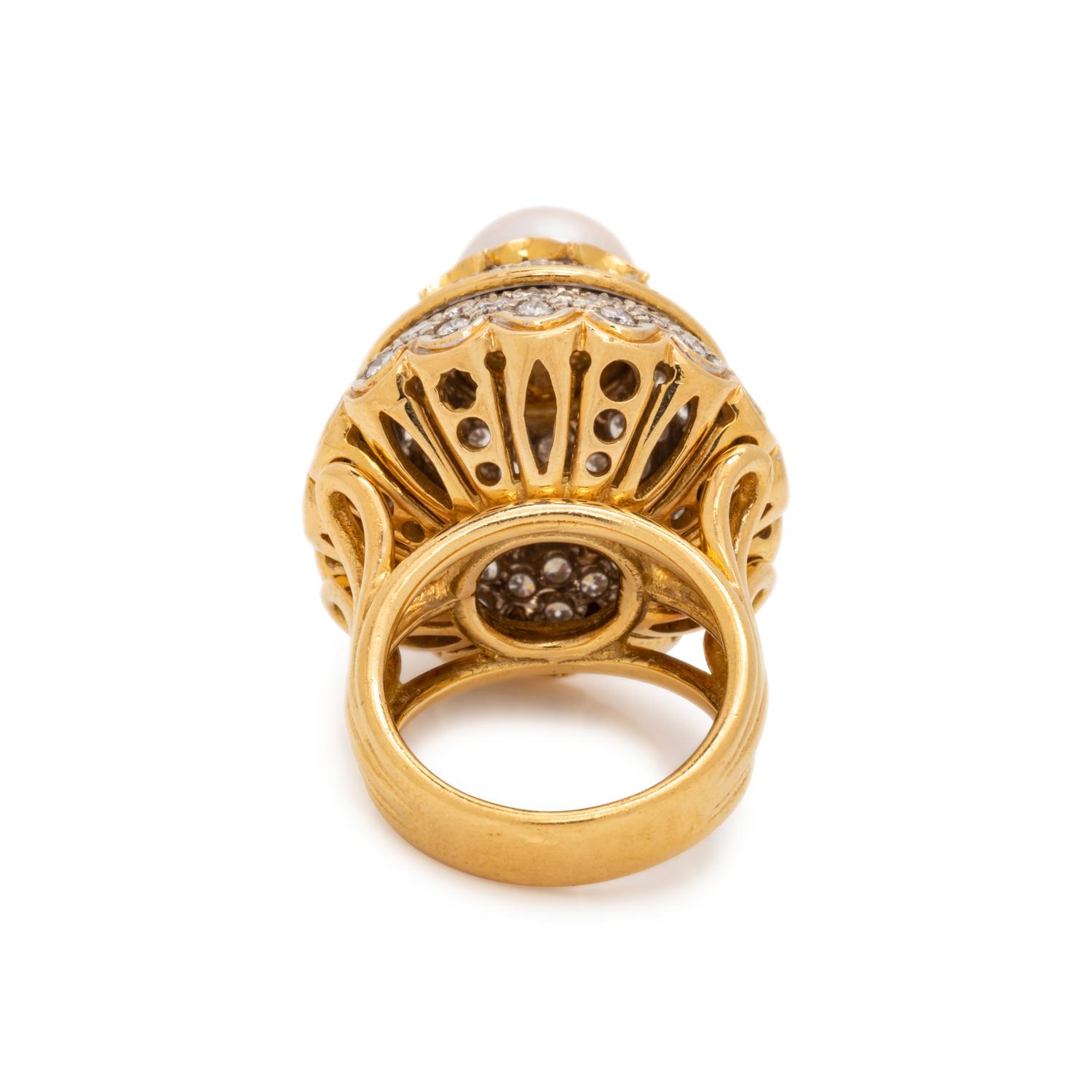 CULTURED PEARL AND DIAMOND RING