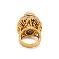 CULTURED PEARL AND DIAMOND RING