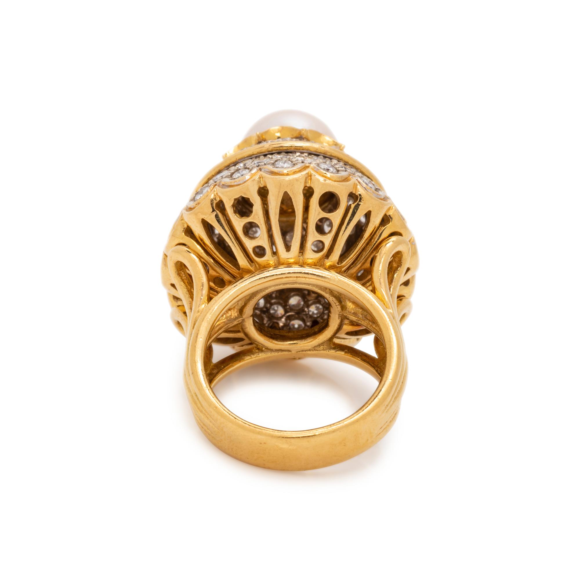 CULTURED PEARL AND DIAMOND RING