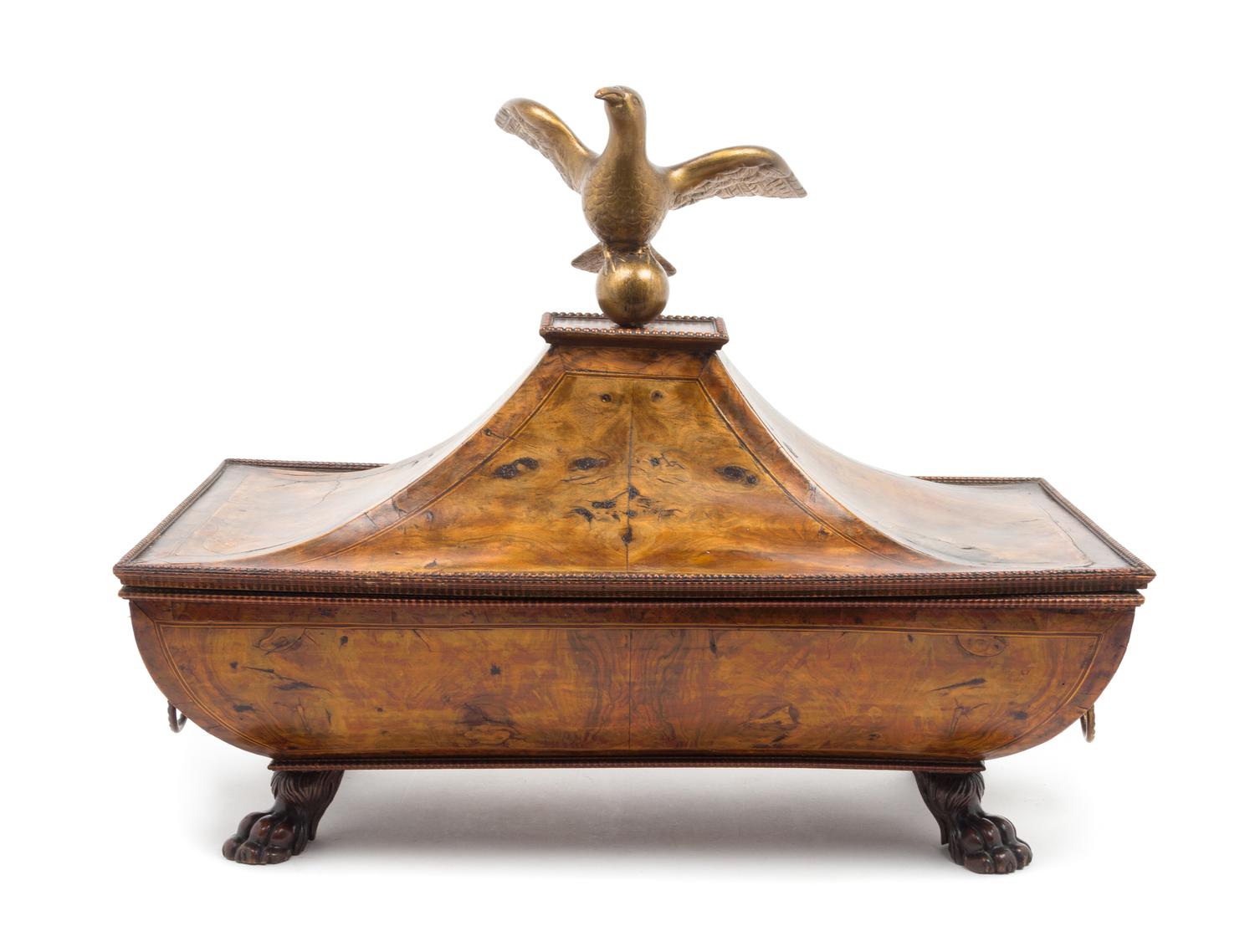A English Burlwood Box Width 26 1/4 inches. — 20TH CENTURY