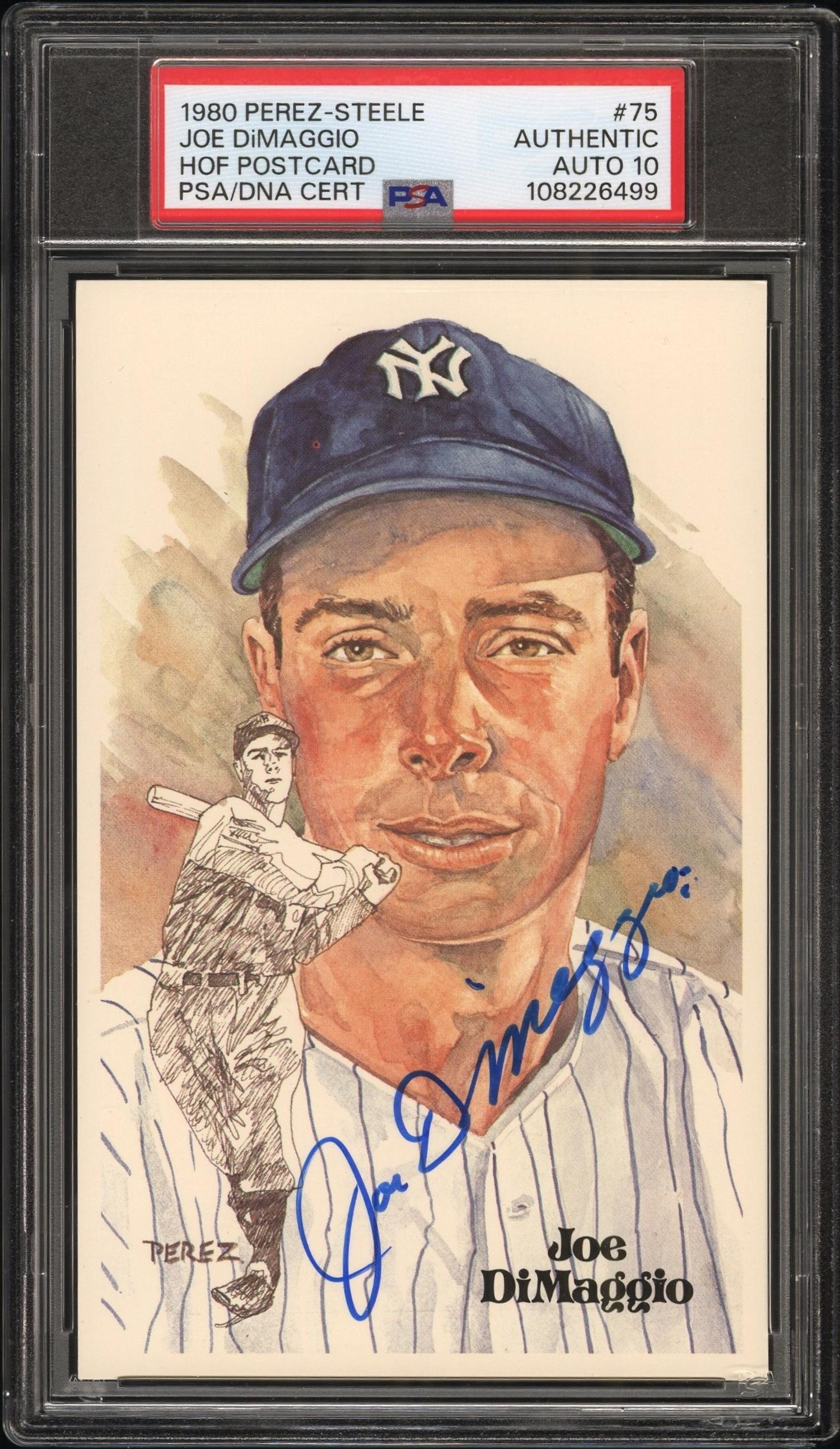 A Joe DiMaggio Signed Autograph Perez Steele Hall of Fame Postcard (PSA 10 AUTO)
