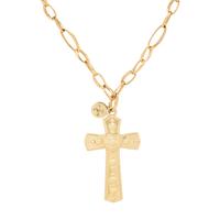 Waterford, Cross Pendant with Unsigned Yellow Gold Chain