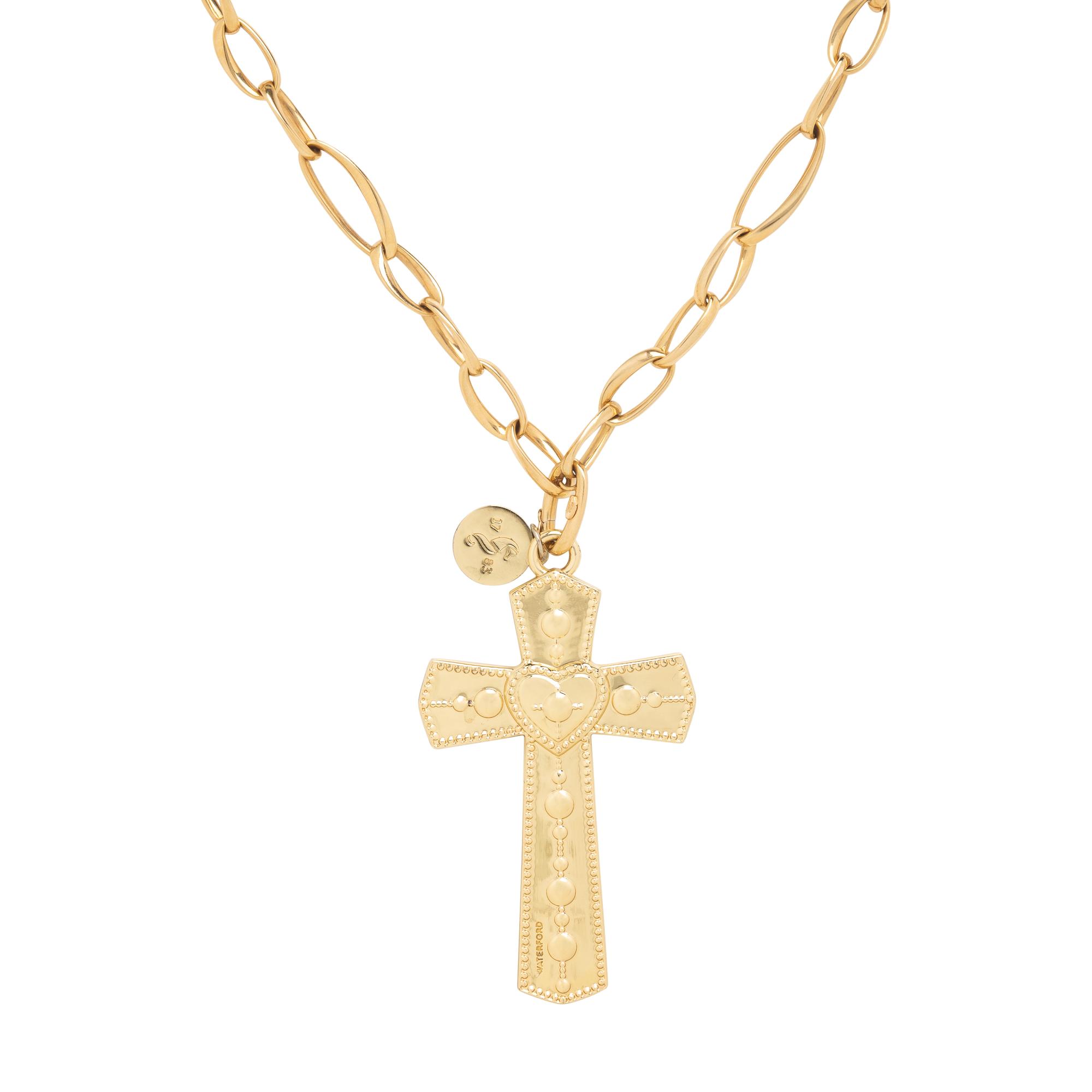Waterford, Cross Pendant with Unsigned Yellow Gold Chain