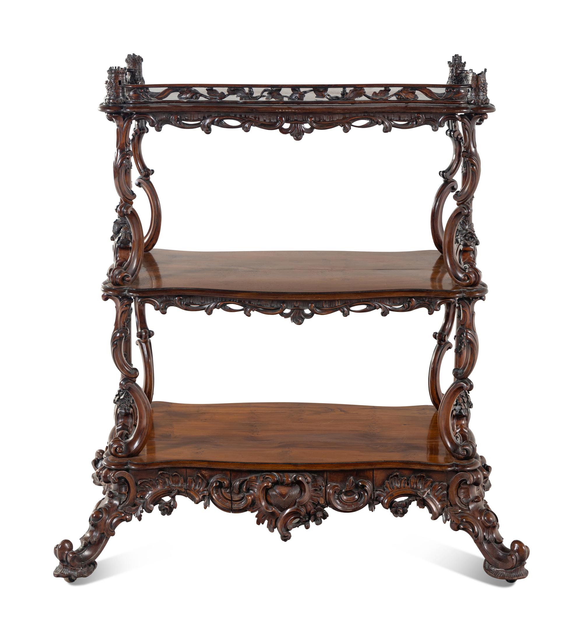 An Irish Carved Mahogany Etagere
