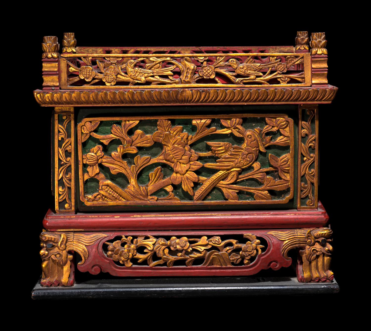 A Chinese Gilt and Red Lacquered Stand