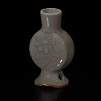 An Unusual Chinese celadon-glazed miniature molded moonflask 青釉袖珍月亮瓶 Probably Ming/early Qing dynasty ??????