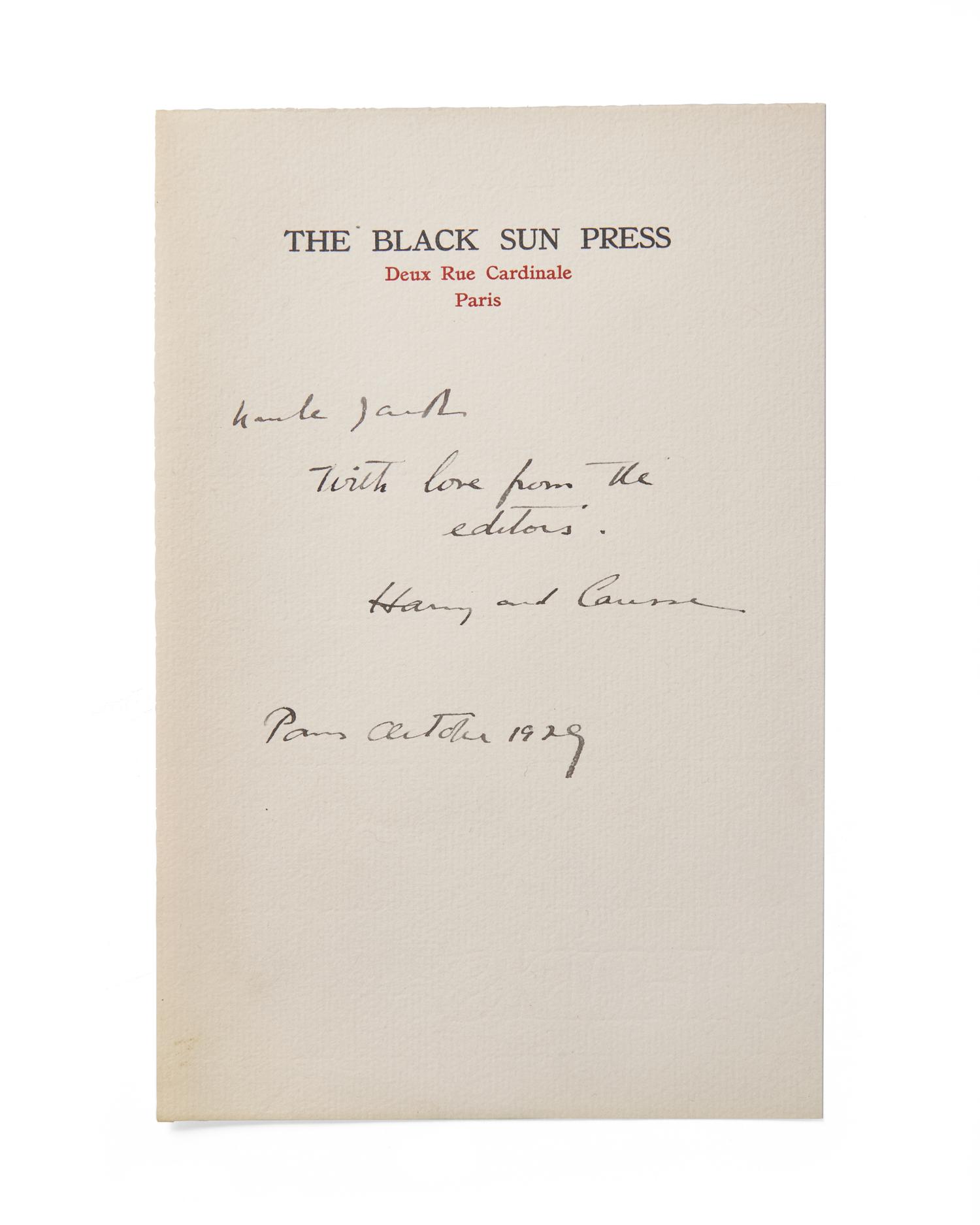 [Black Sun Press] Sterne, Laurence. A Sentimental Journey Through France and Italy
