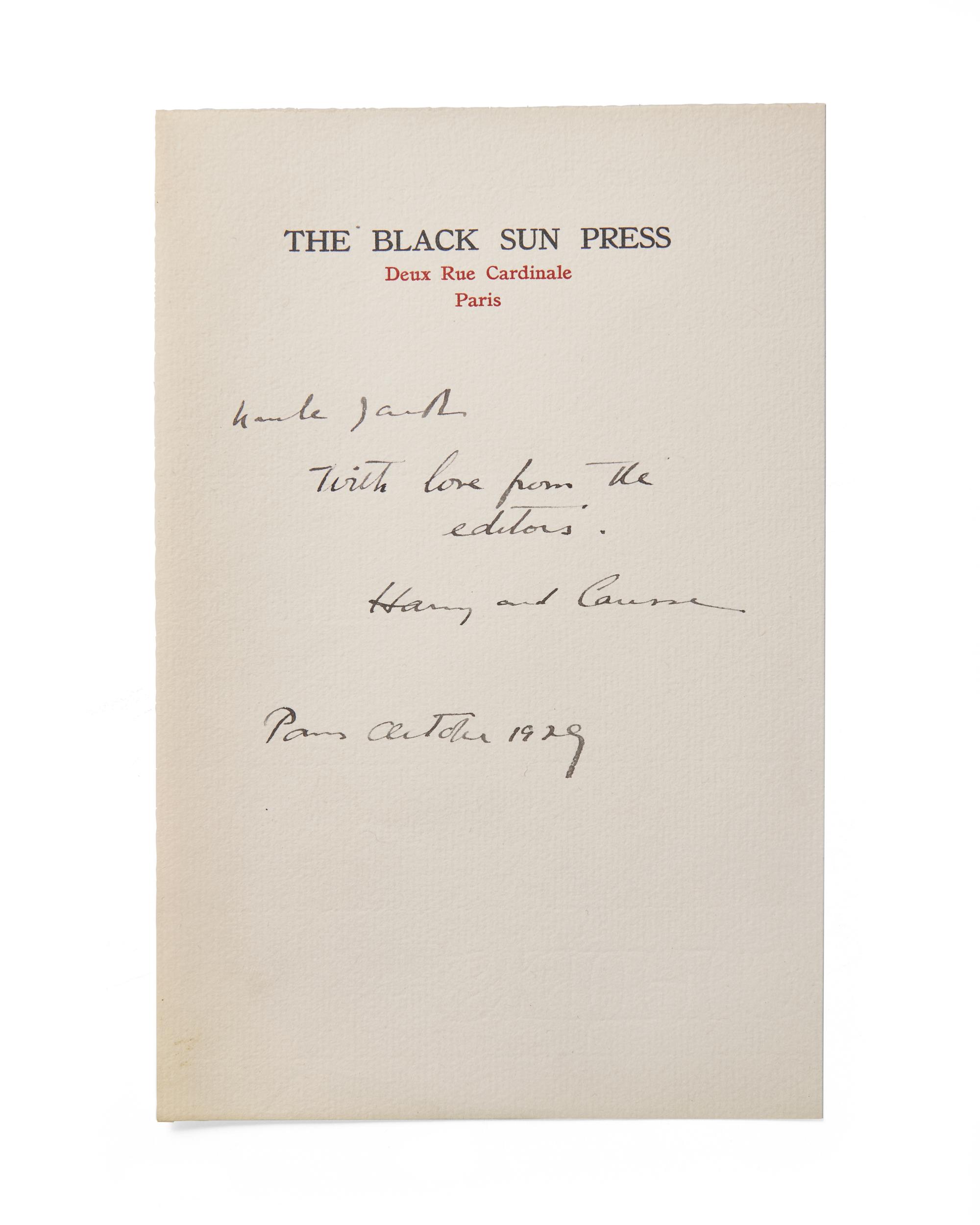 [Black Sun Press] Sterne, Laurence. A Sentimental Journey Through France and Italy