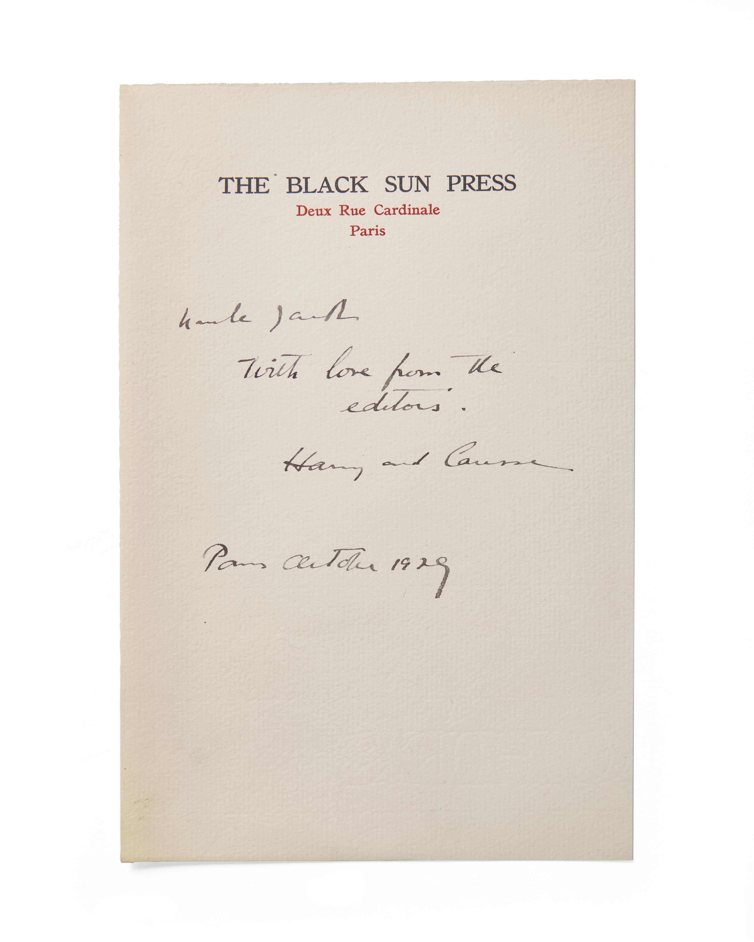 [Black Sun Press] Sterne, Laurence. A Sentimental Journey Through France and Italy