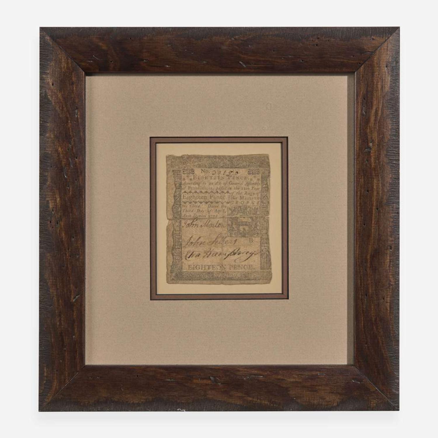 [Declaration of Independence] [Pennsylvania] Morton, John Partially-Printed Document, signed