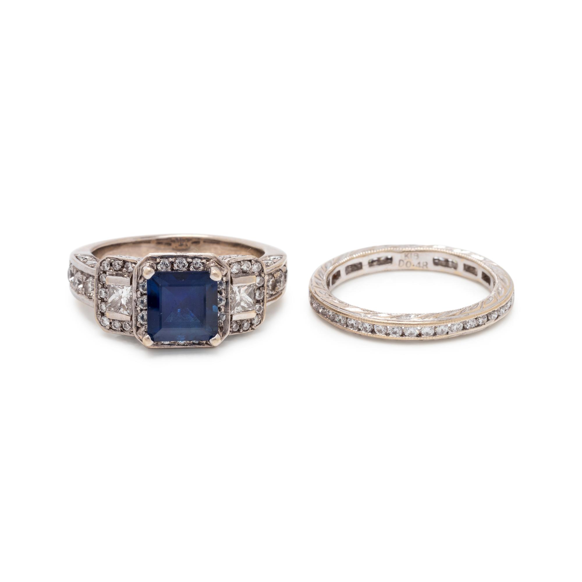 SAPPHIRE AND DIAMOND RING SET