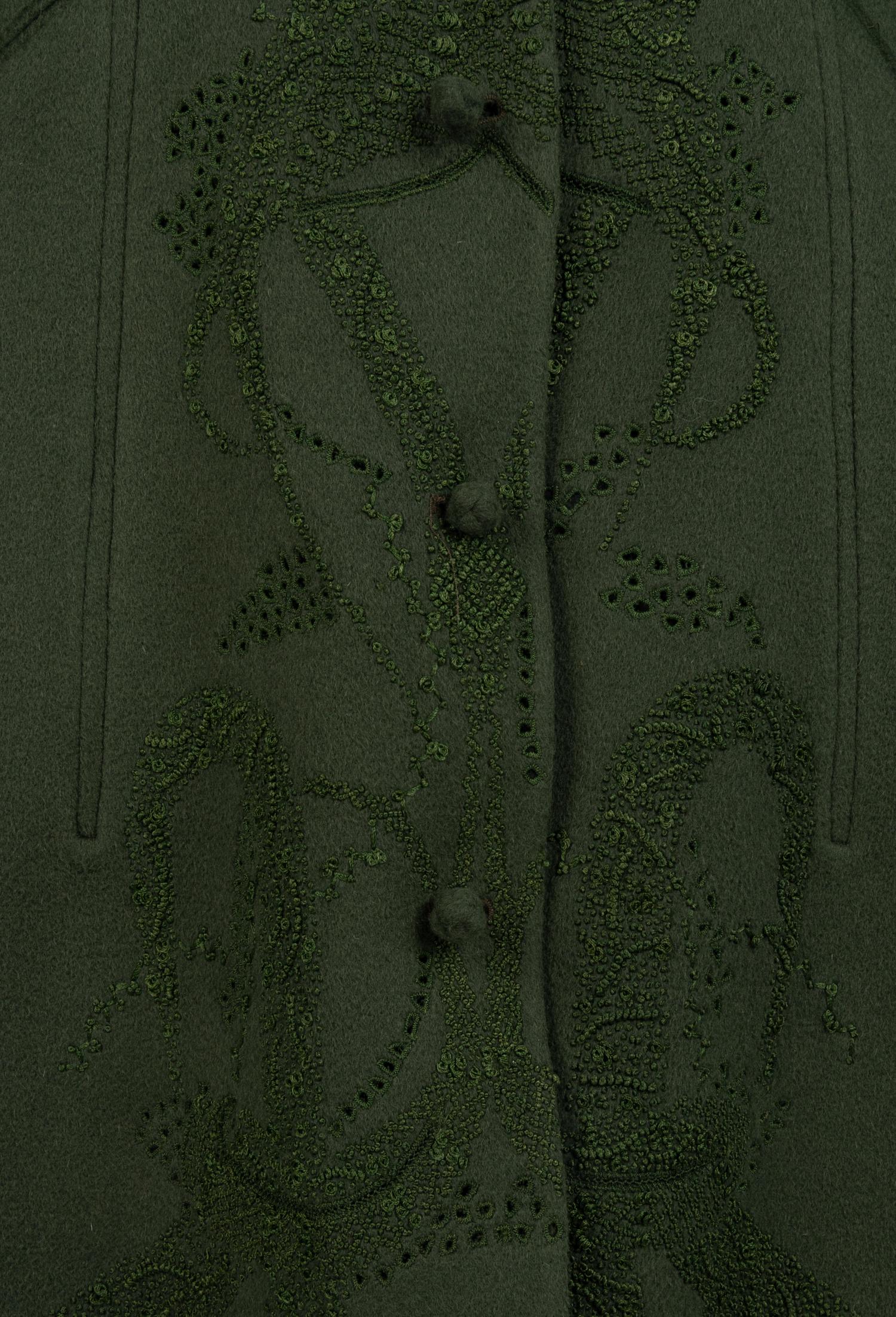 Chado Ralph Rucci Green Cashmere Coat, 1990-2000s