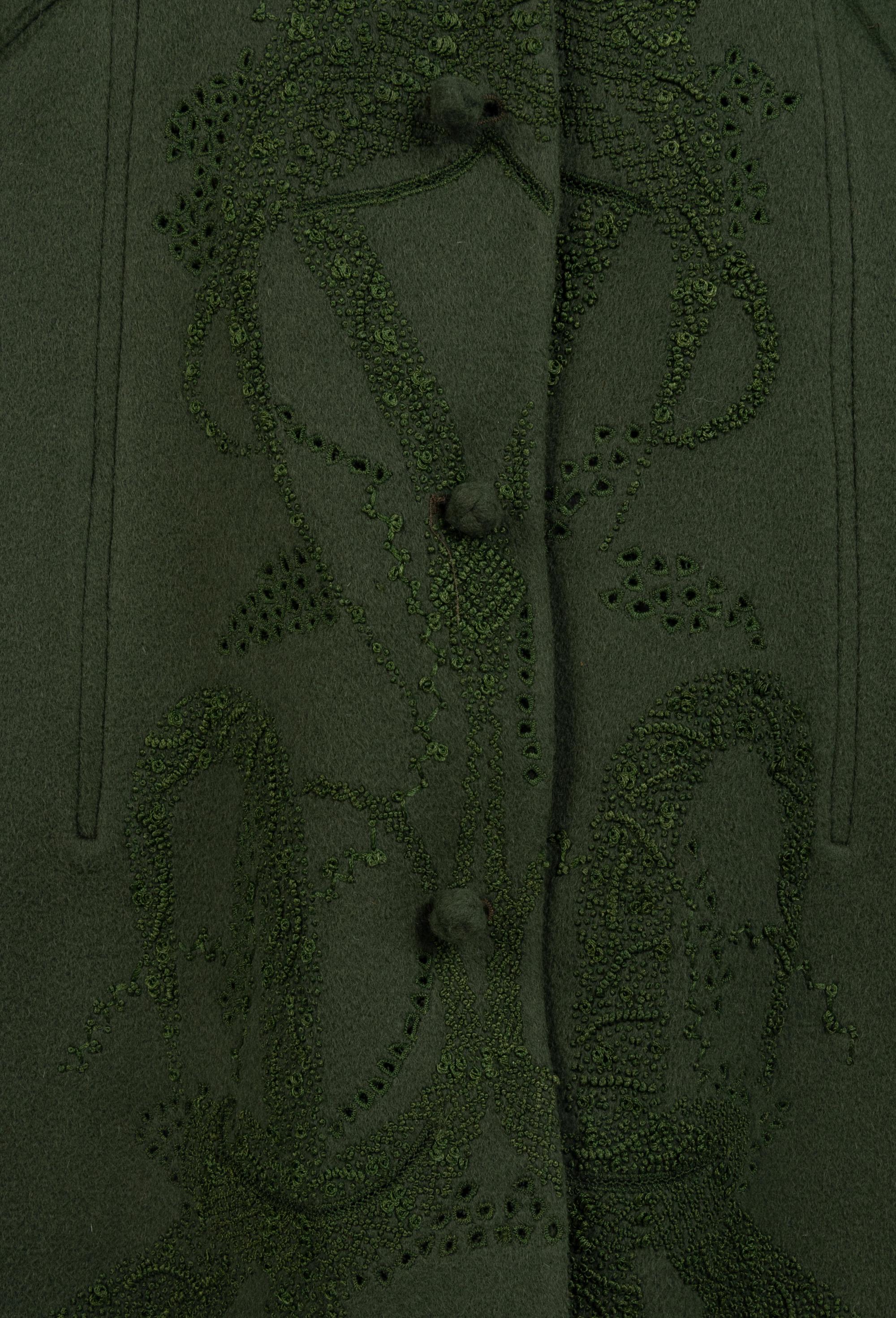 Chado Ralph Rucci Green Cashmere Coat, 1990-2000s
