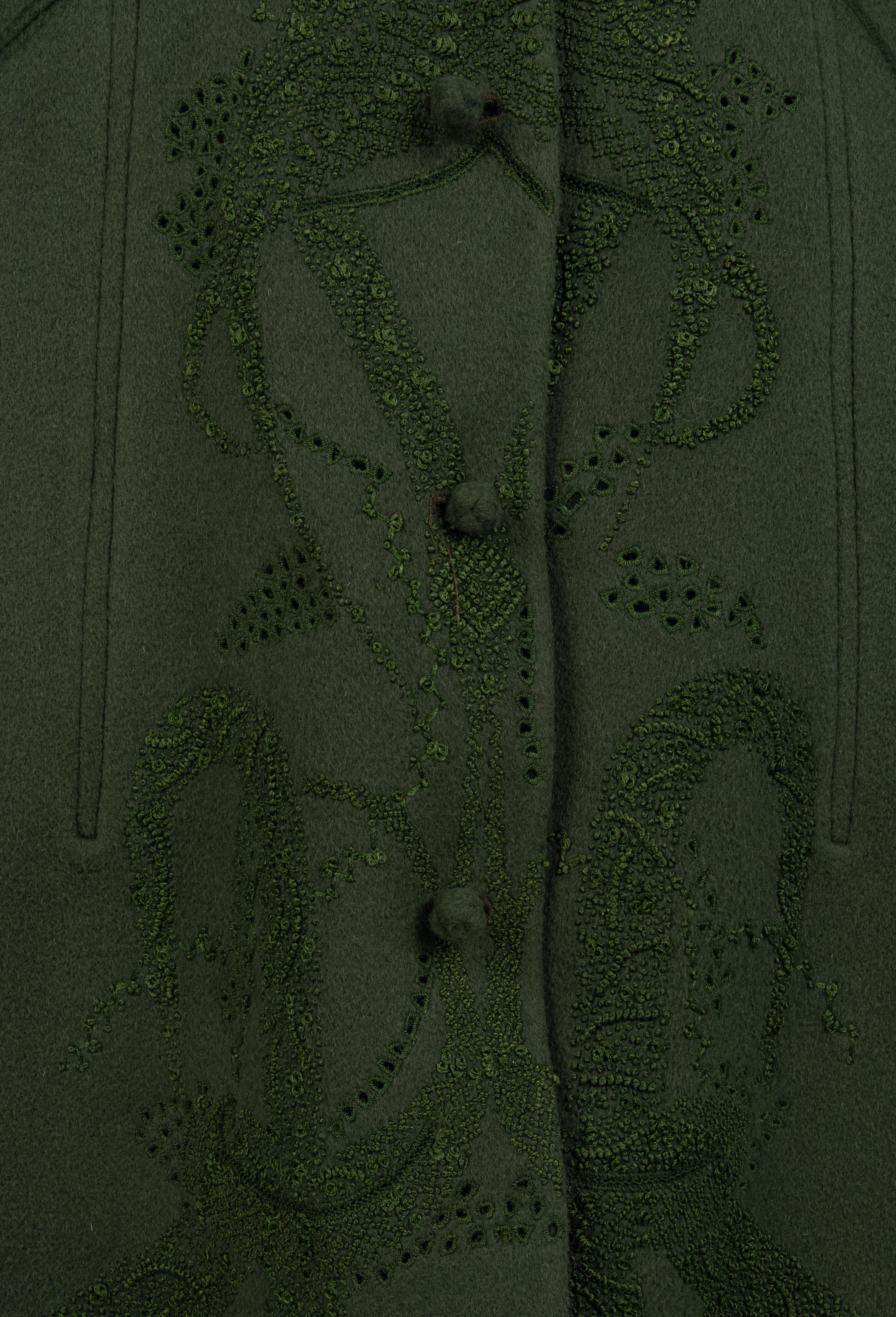 Chado Ralph Rucci Green Cashmere Coat, 1990-2000s
