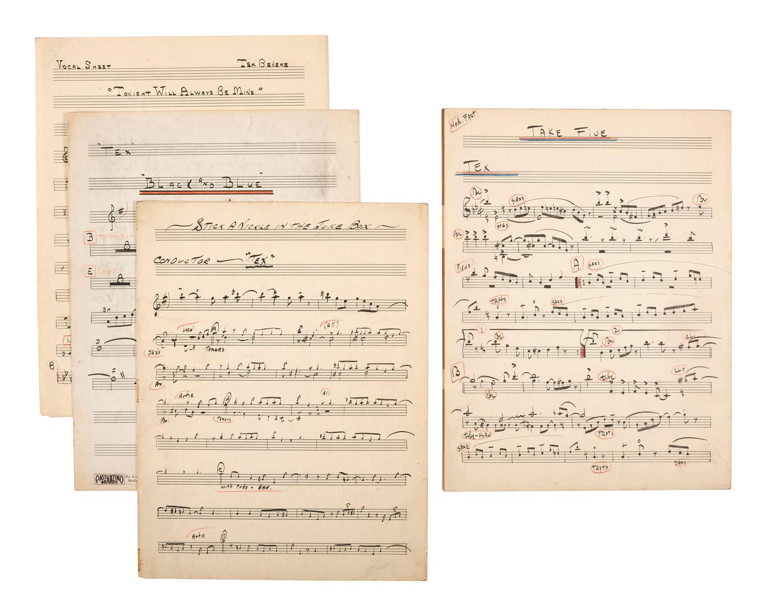 [WORLD WAR II] -- [MILLER, Glenn (1904-1944)]. World War II-era archive of manuscript scores and ephemera related to the Glenn Miller Army Air Force Band and associated musicians and orchestras.