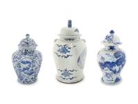 A Group of Three Chinese Blue and White Lidded Jars — 20TH CENTURY