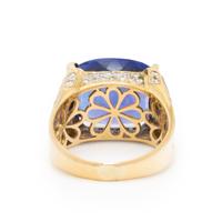 YELLOW GOLD, TANZANITE, AND DIAMOND RING