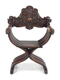 An Italian Renaissance Revival Walnut Savonarola Chair