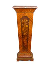 A French Gilt Bronze Mounted Marquetry Pedestal