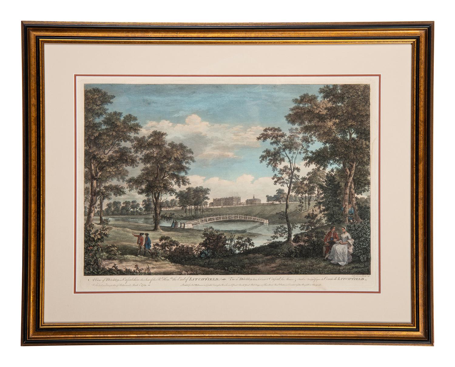 Four English Hand-Colored Landscape Engravings