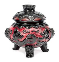 A Chinese Carved Peking Glass Incense Burner and Cover
