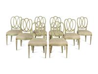 A Set of Eight Gustavian Style Painted Dining Chairs
