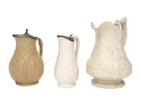 Three English Salt-Glazed Earthenware Pitchers