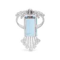 AQUAMARINE AND DIAMOND PENDANT/BROOCH