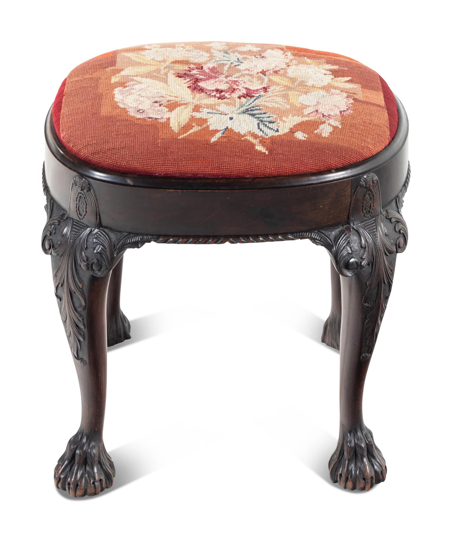 A George I Style Carved Walnut Stool