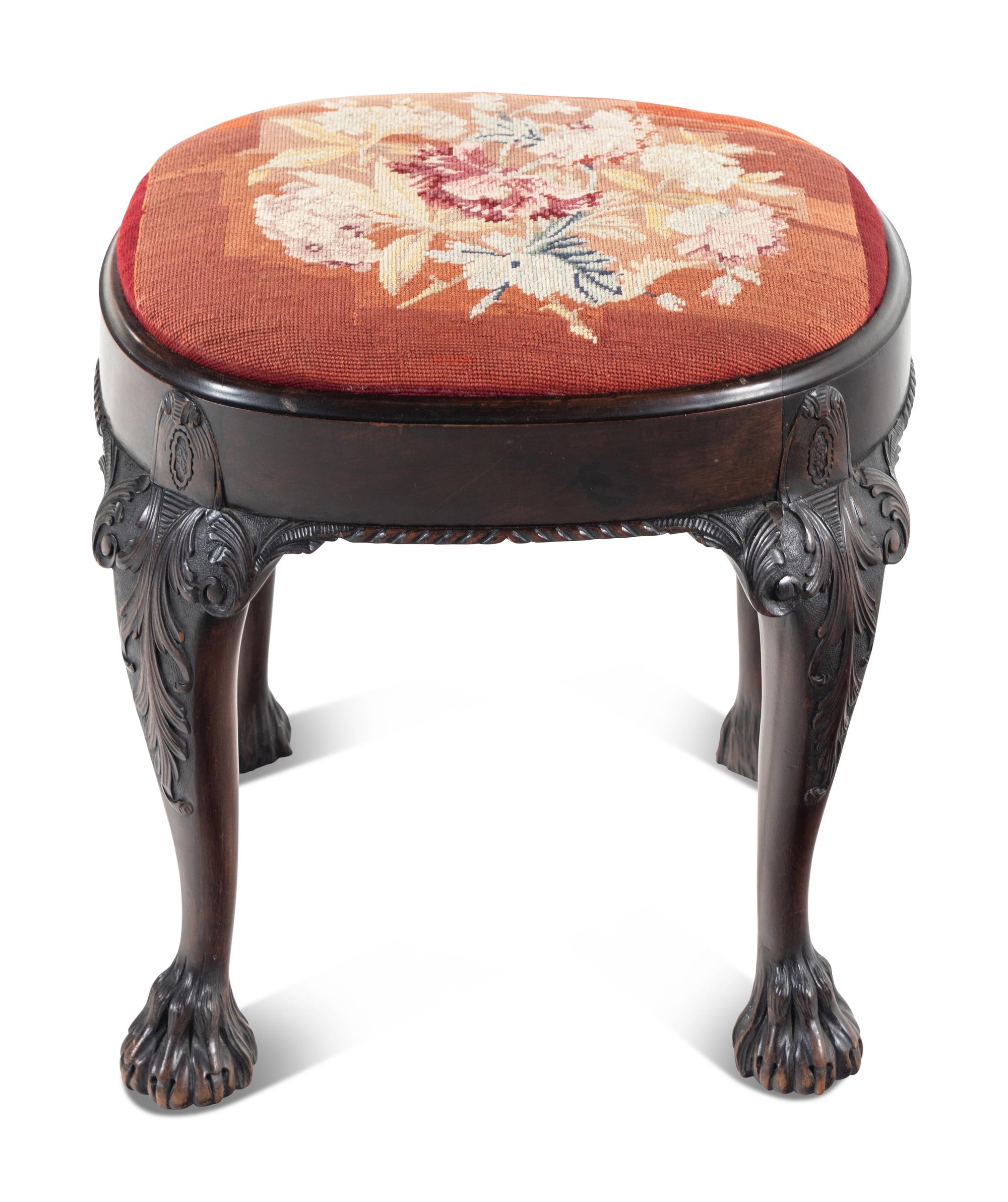 A George I Style Carved Walnut Stool