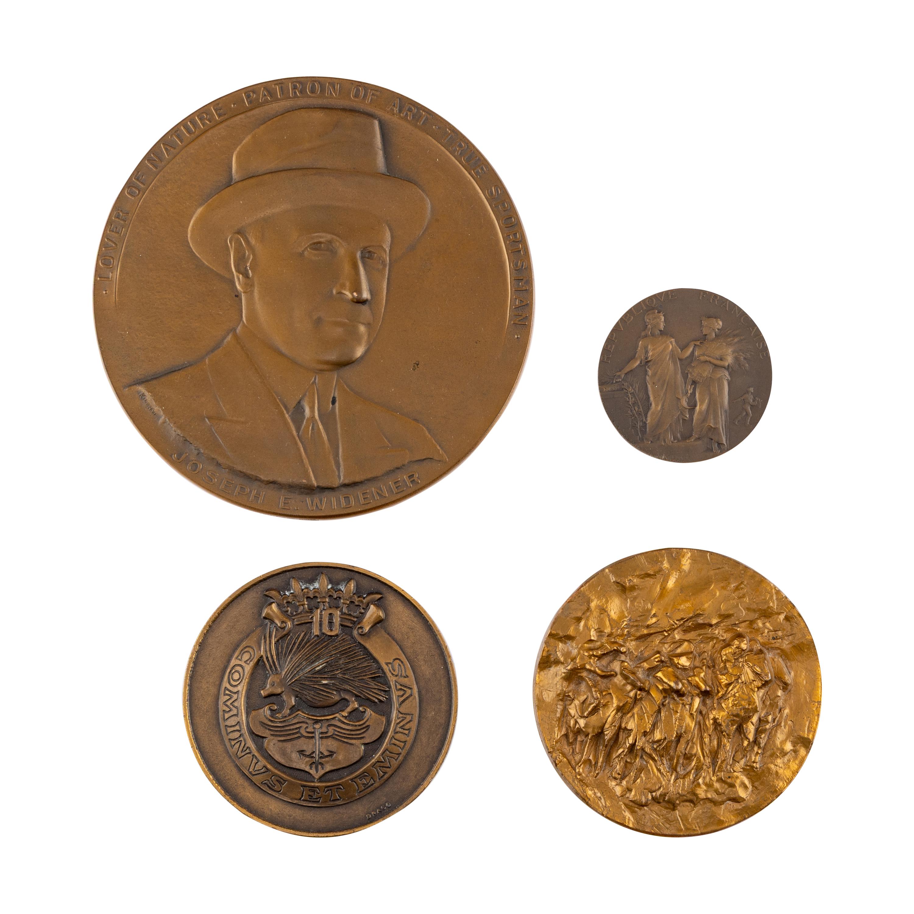 A Group of Four English and French Bronze Medallions