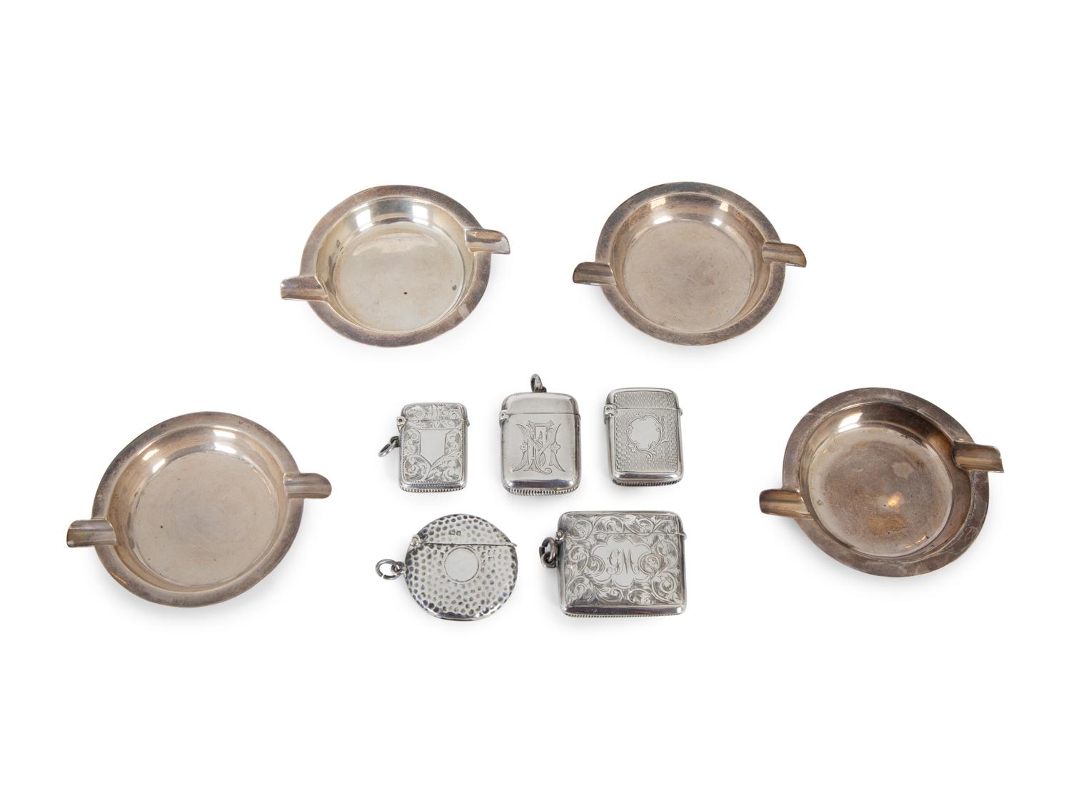 A Collection of Nine English Silver Smoking Accessories — 19TH/20TH CENTURY