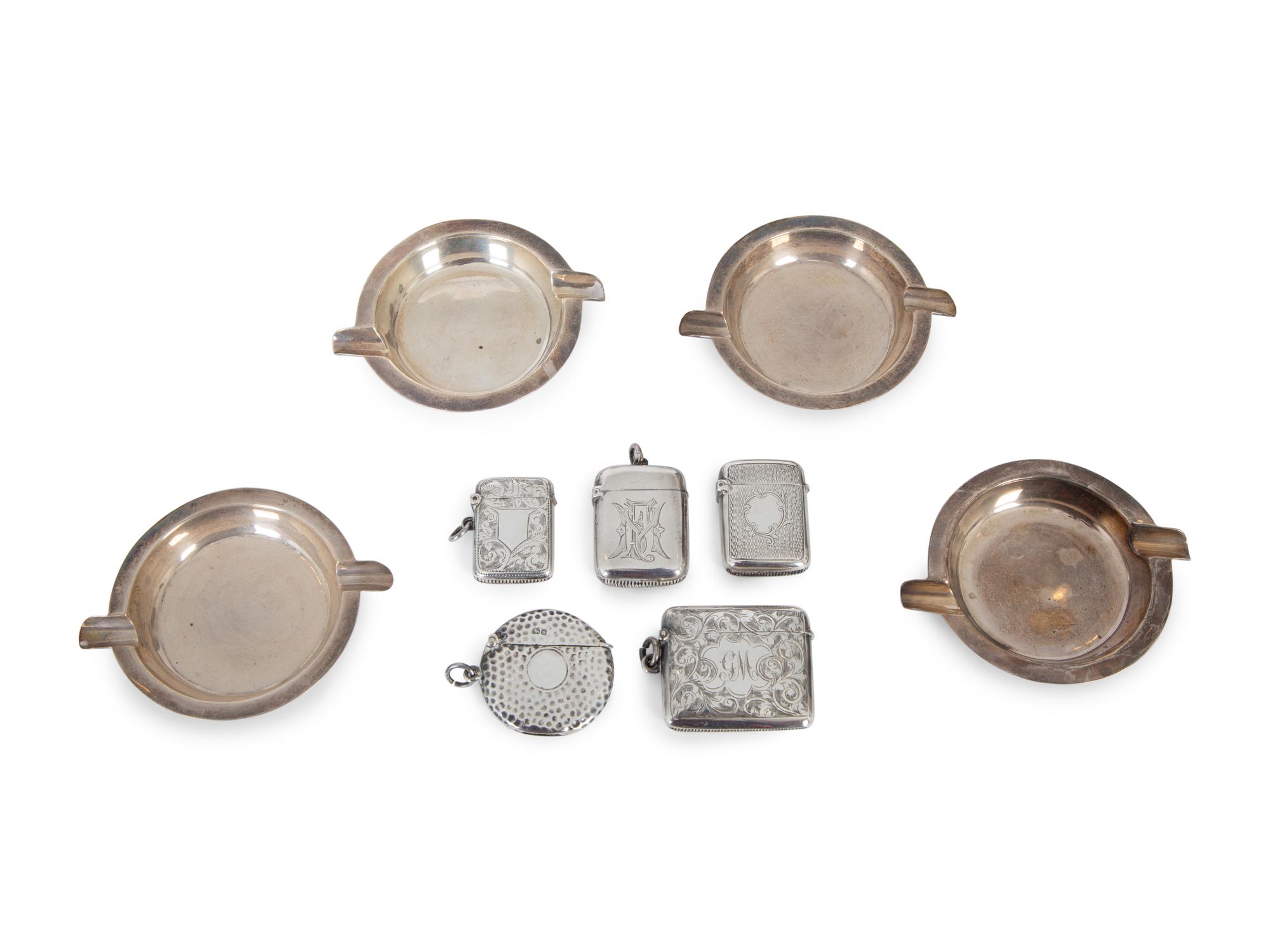 A Collection of Nine English Silver Smoking Accessories — 19TH/20TH CENTURY